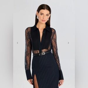 Retrofete Black Sheer Lace Blouse